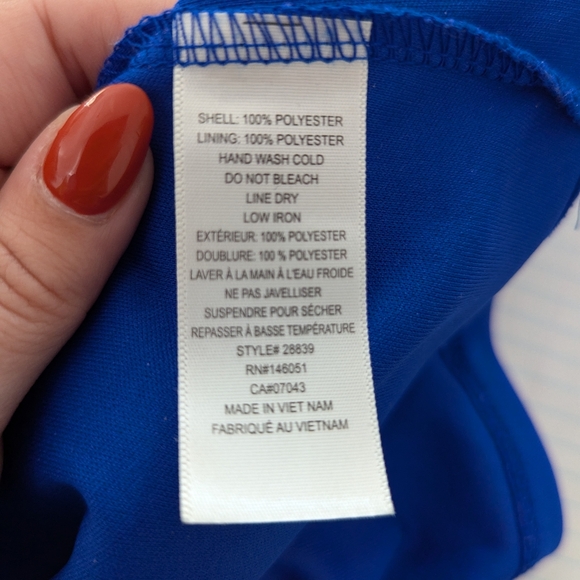 Monteau Los Angeles Royal Blue Chiffon Lined Blouse Size Large - Picture 8 of 8